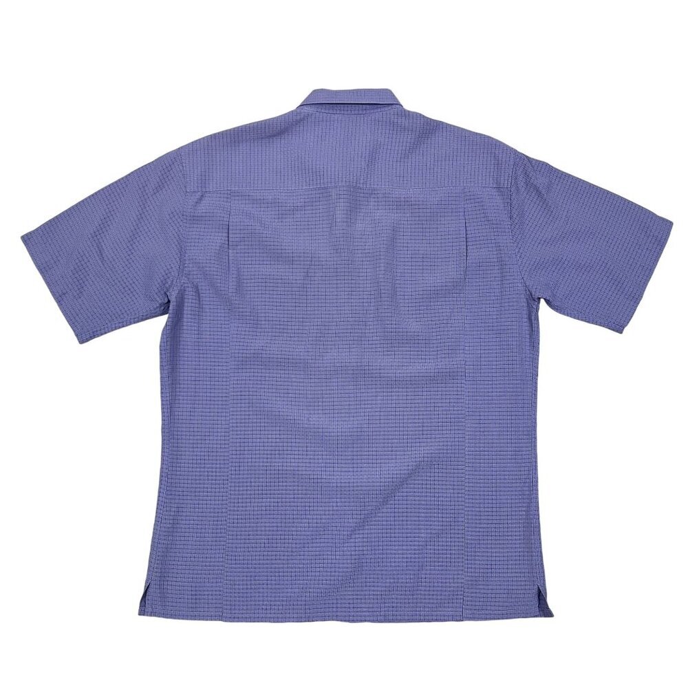 Bugatchi Button Down Shirt Mens L Purple Micro Check Short Sleeve Uomo Modal - Picture 2 of 6